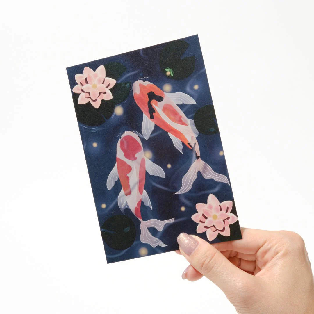 "A Pair of Koi" Washi Postcard by Celia / Bungu