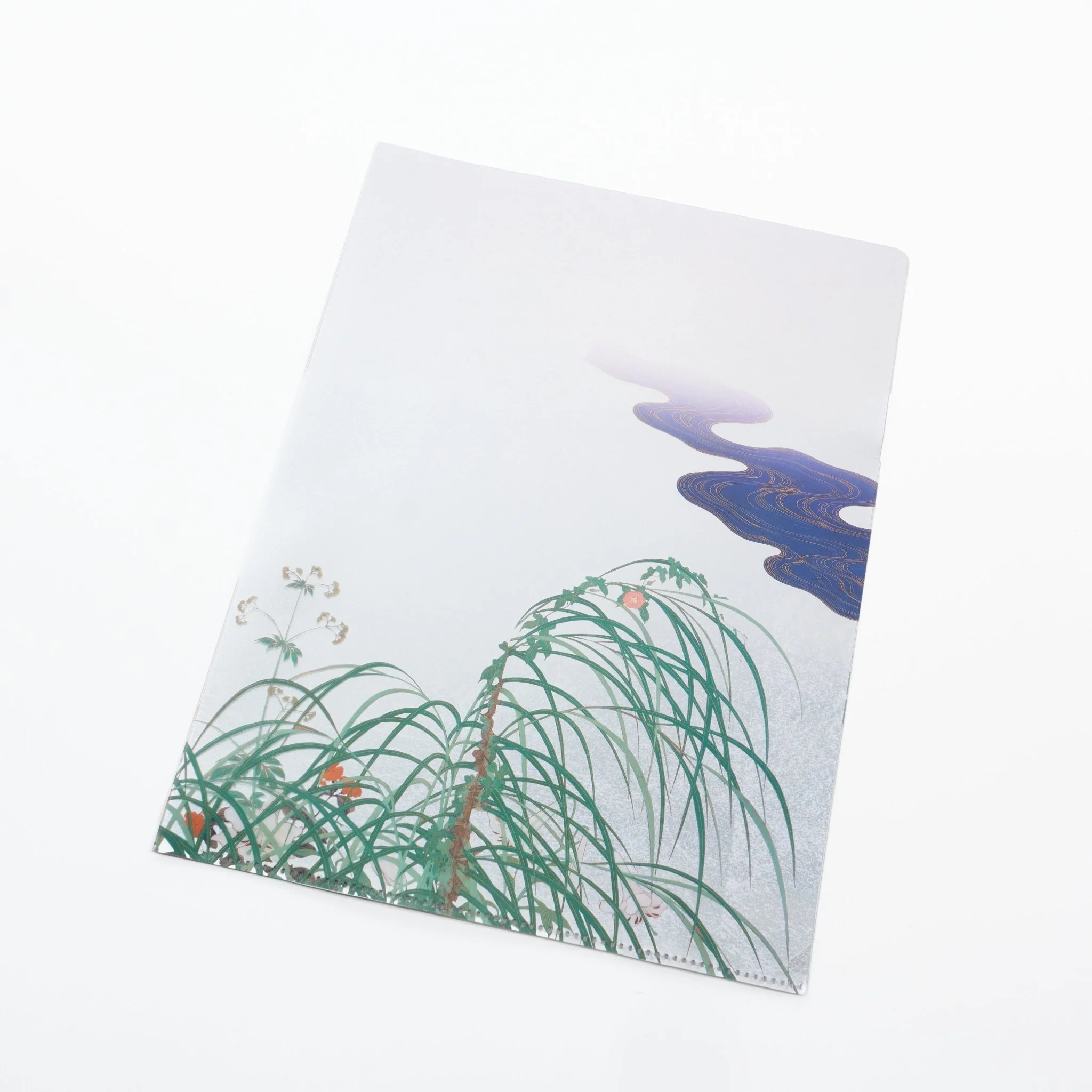 Summer and Autumn Grasses Folding Screen Silver Foil A4 Clear File / Benrido