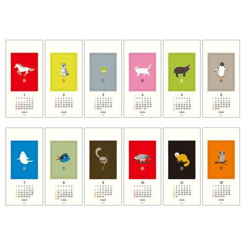 Animal Print Echizen Washi Paper Calendar 2026 / MIDORI - Image 7