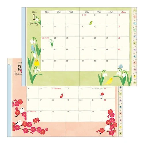 Birds and Seasonal Plants Pocket Diary 2026 / MIDORI - Image 11