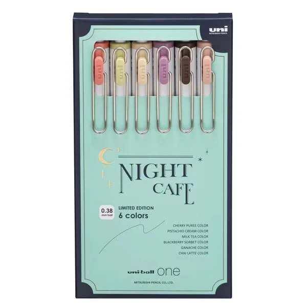 uni-ball one Limited Edition Night Cafe Series 6 Color Gel Ink Pen Set / uni Mitsubishi Pencil