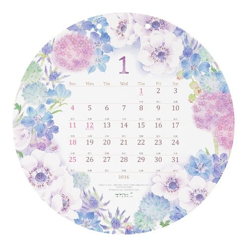 Country Time Floral Round Wall Calendar 2026 / MIDORI - Image 3