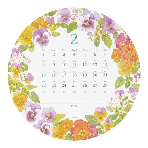 Country Time Floral Round Wall Calendar 2026 / MIDORI - Image 4