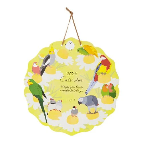 Birds and Seasonal Plants Die-Cut Wall Calendar 2026 / MIDORI