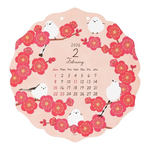 Birds and Seasonal Plants Die-Cut Wall Calendar 2026 / MIDORI - Image 4