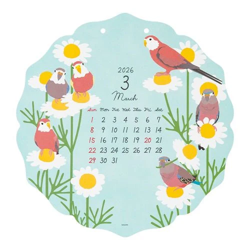 Birds and Seasonal Plants Die-Cut Wall Calendar 2026 / MIDORI - Image 5