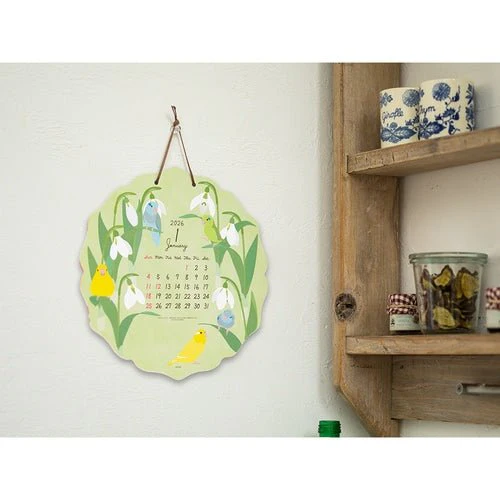 Birds and Seasonal Plants Die-Cut Wall Calendar 2026 / MIDORI - Image 6