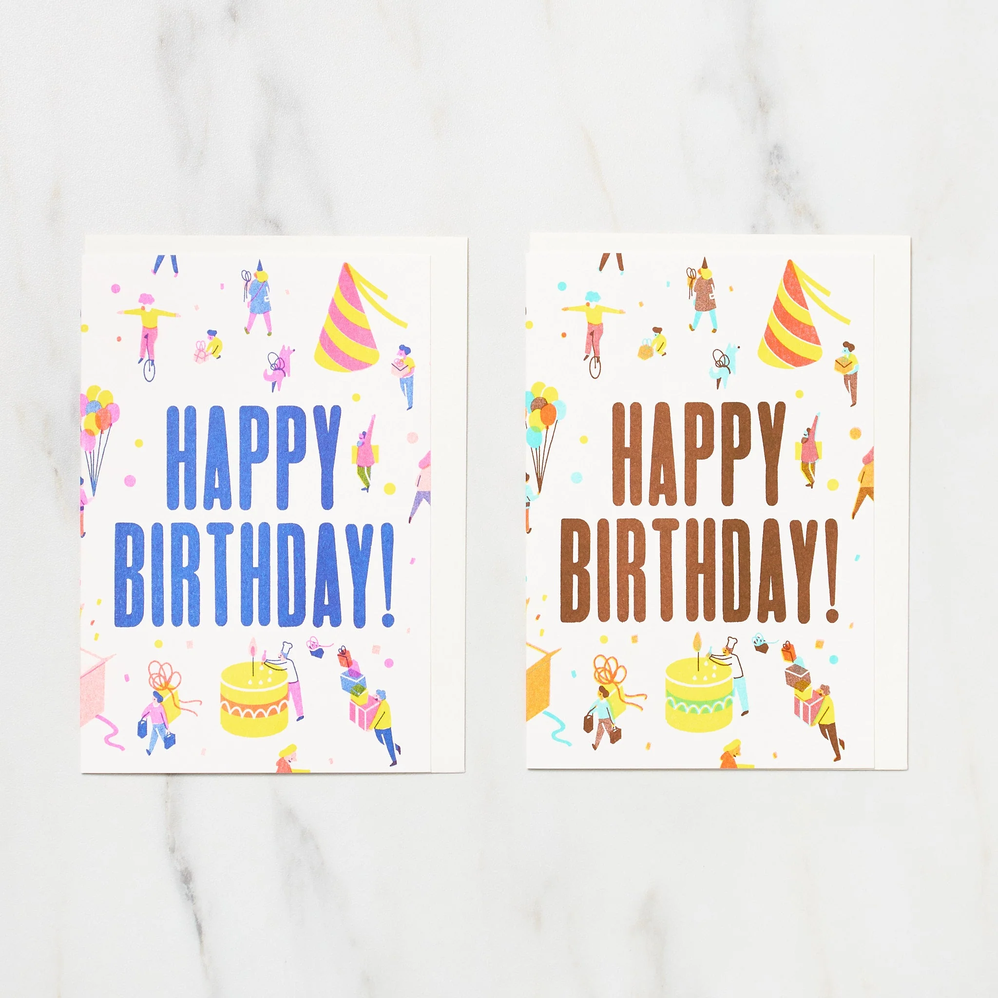 "Happy Birthday" Yo Hosoyamada Risograph Card / Letterpress Letters