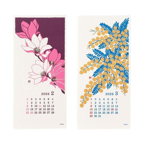 Floral Echizen Washi Paper Calendar 2026 / MIDORI - Image 3