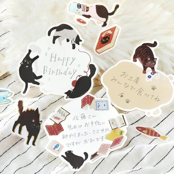Foil Stamping "Cat Diary" Memo Flake Stickers / BGM - Image 6