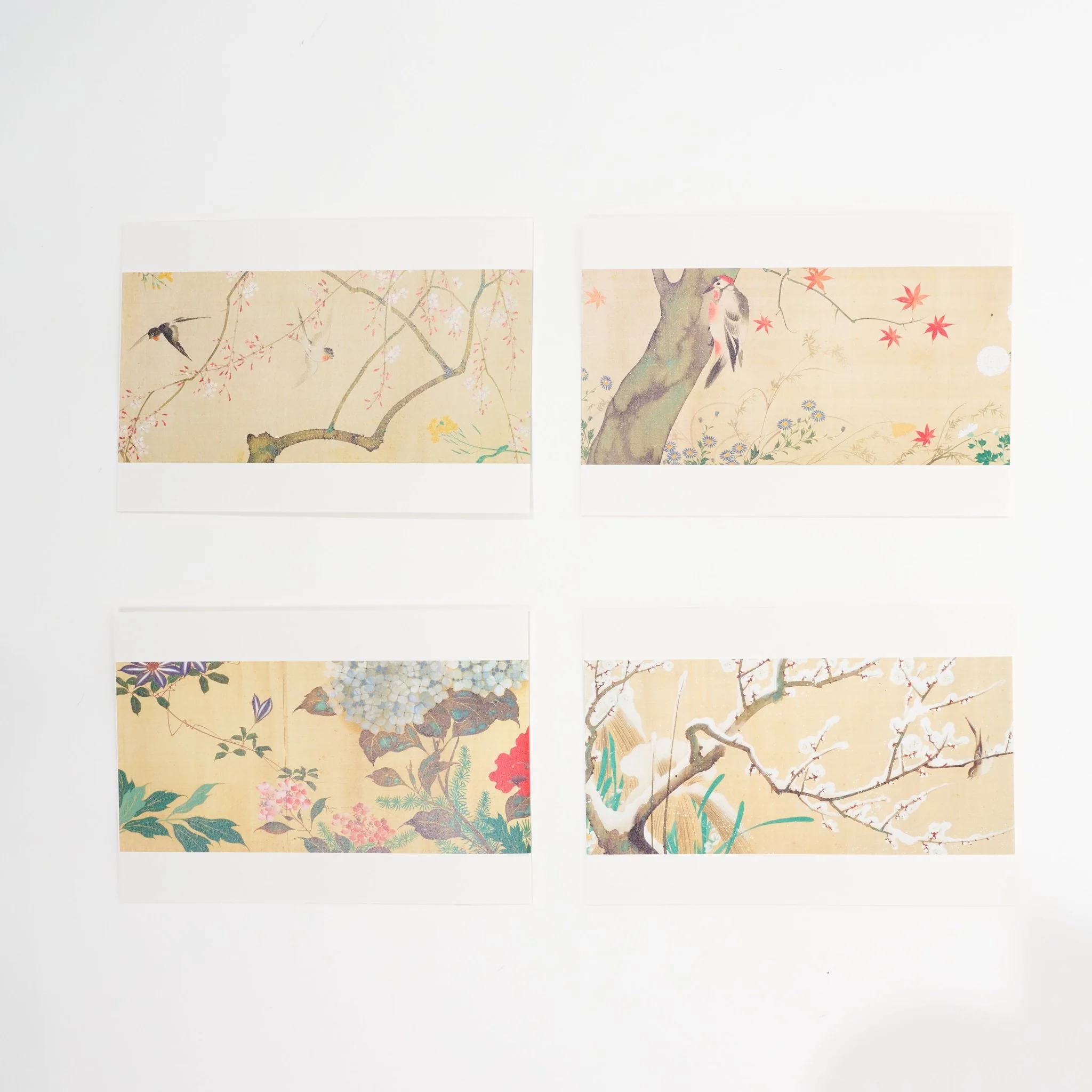 Four Seasons Flowers and Birds Scroll Greeting Card / Benrido