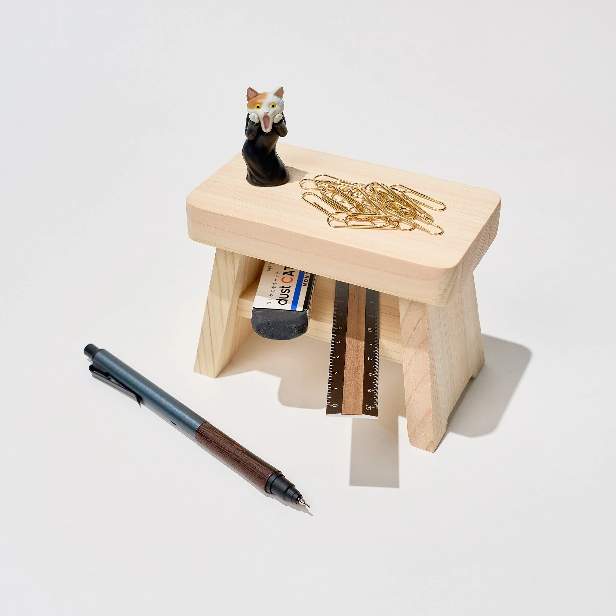 Hinoki Wood Mini Bath Chair Organizer / Cypress Japan - Image 2