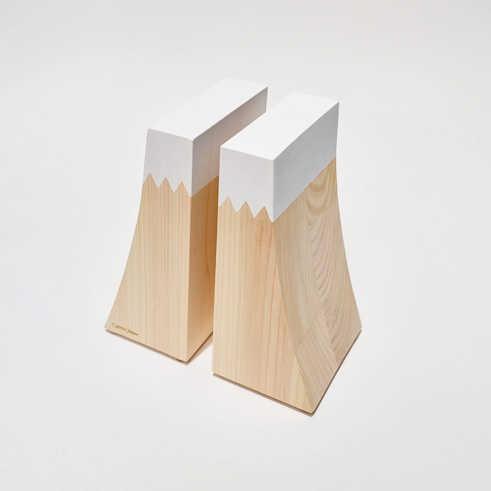 Hinoki Wood Mt. Fuji Bookend / Cypress Japan