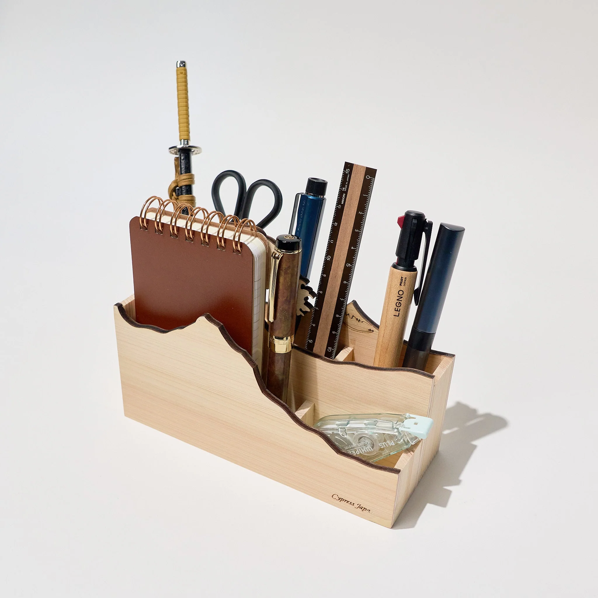 Hinoki Wood Multi-Stand Desktop Organizer / Cypress Japan - Image 3