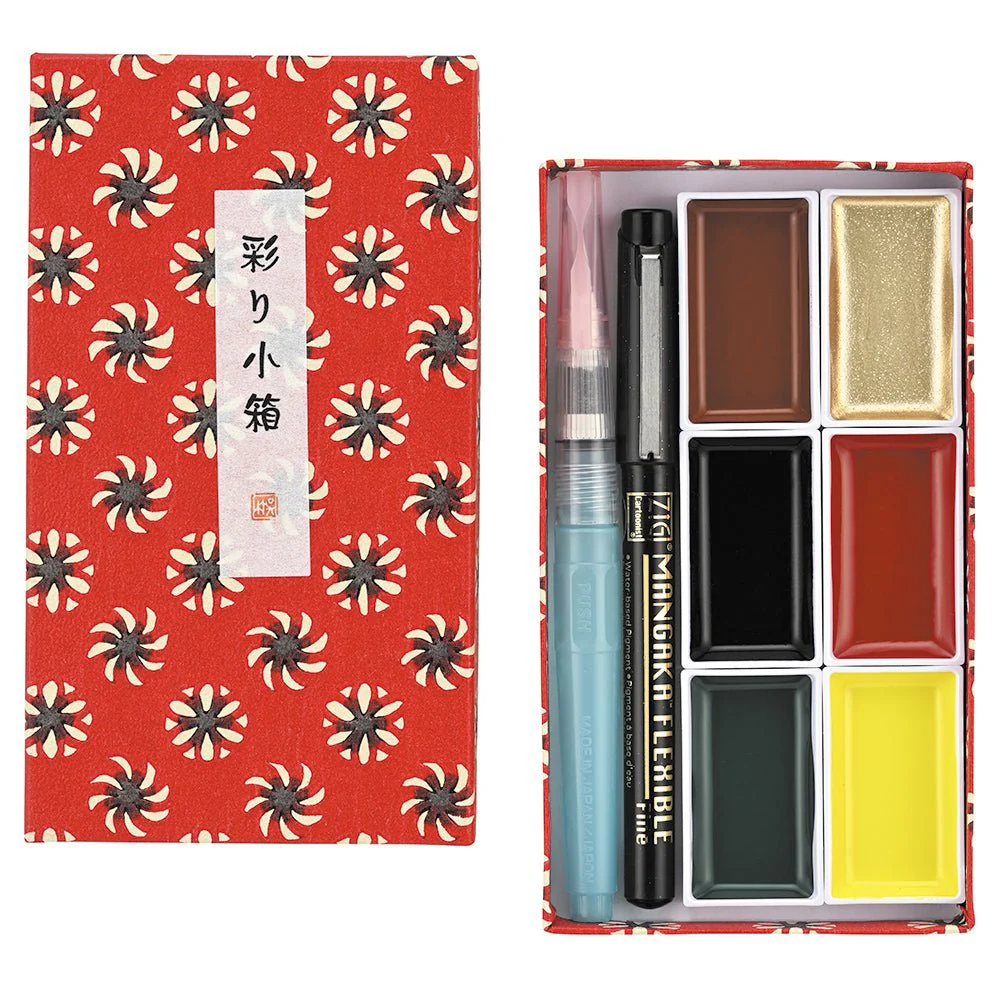 Watercolor Paint With Brush Pen 6 Color Set / Kuretake - Image 3