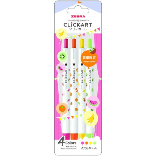 [Limited] Clickart Water-Based Markers Yurukawa Festival Series 4 Color Set / Zebra