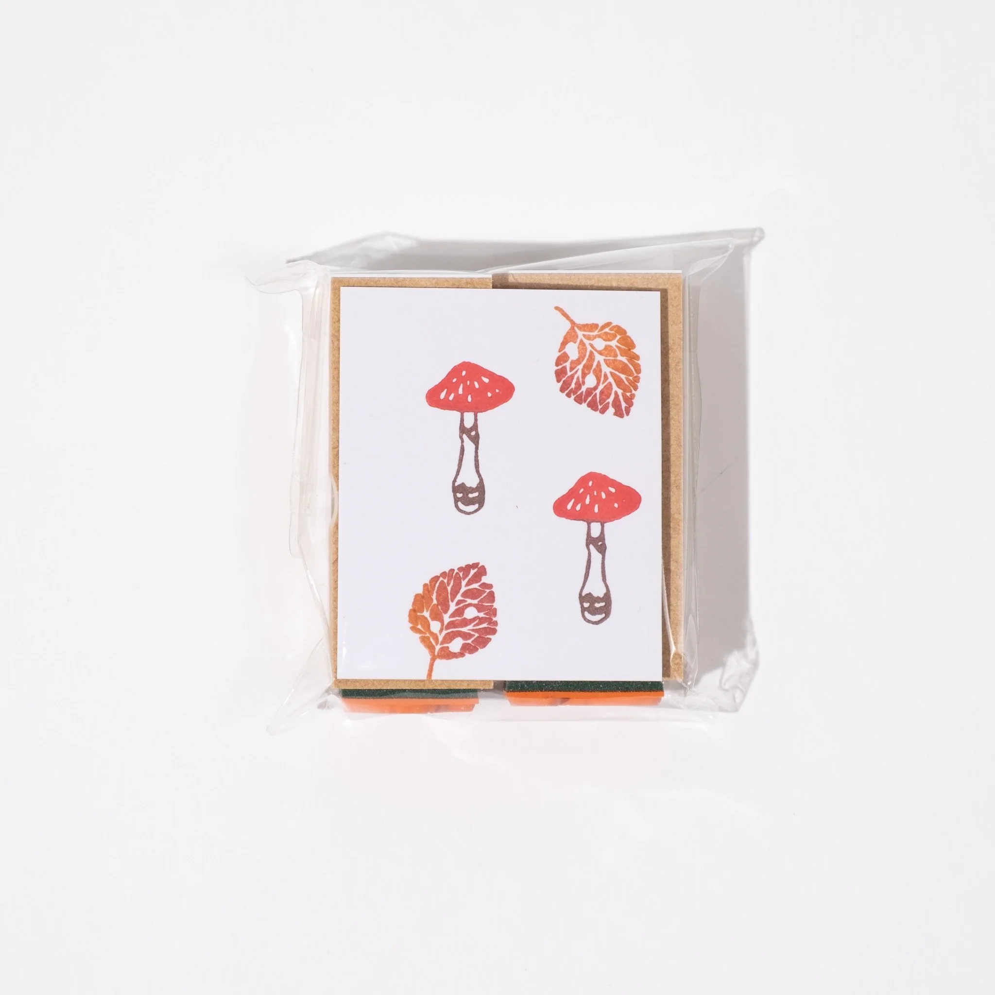 Mushroom and Fallen Leaves Wood Stamp Set / Morita Inbou