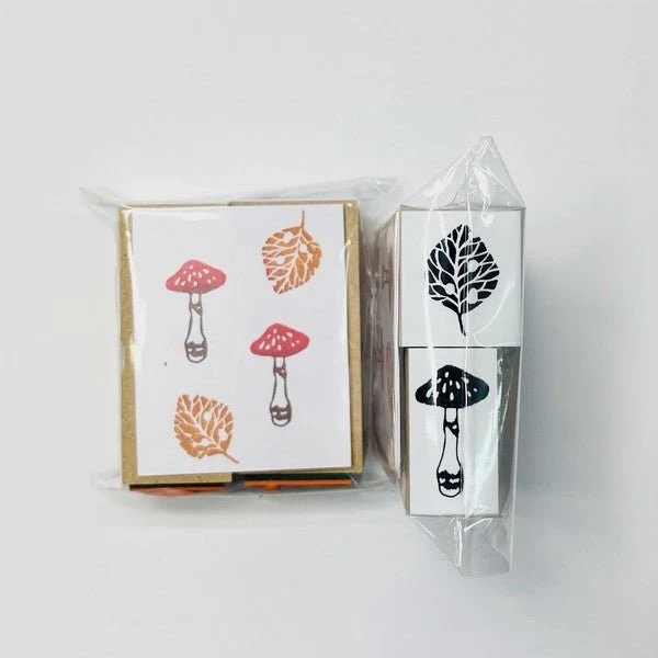 Mushroom and Fallen Leaves Wood Stamp Set / Morita Inbou - Image 5