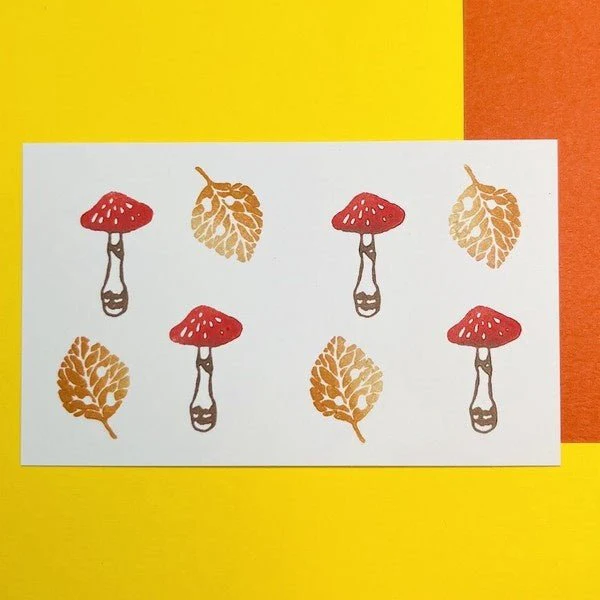 Mushroom and Fallen Leaves Wood Stamp Set / Morita Inbou - Image 6