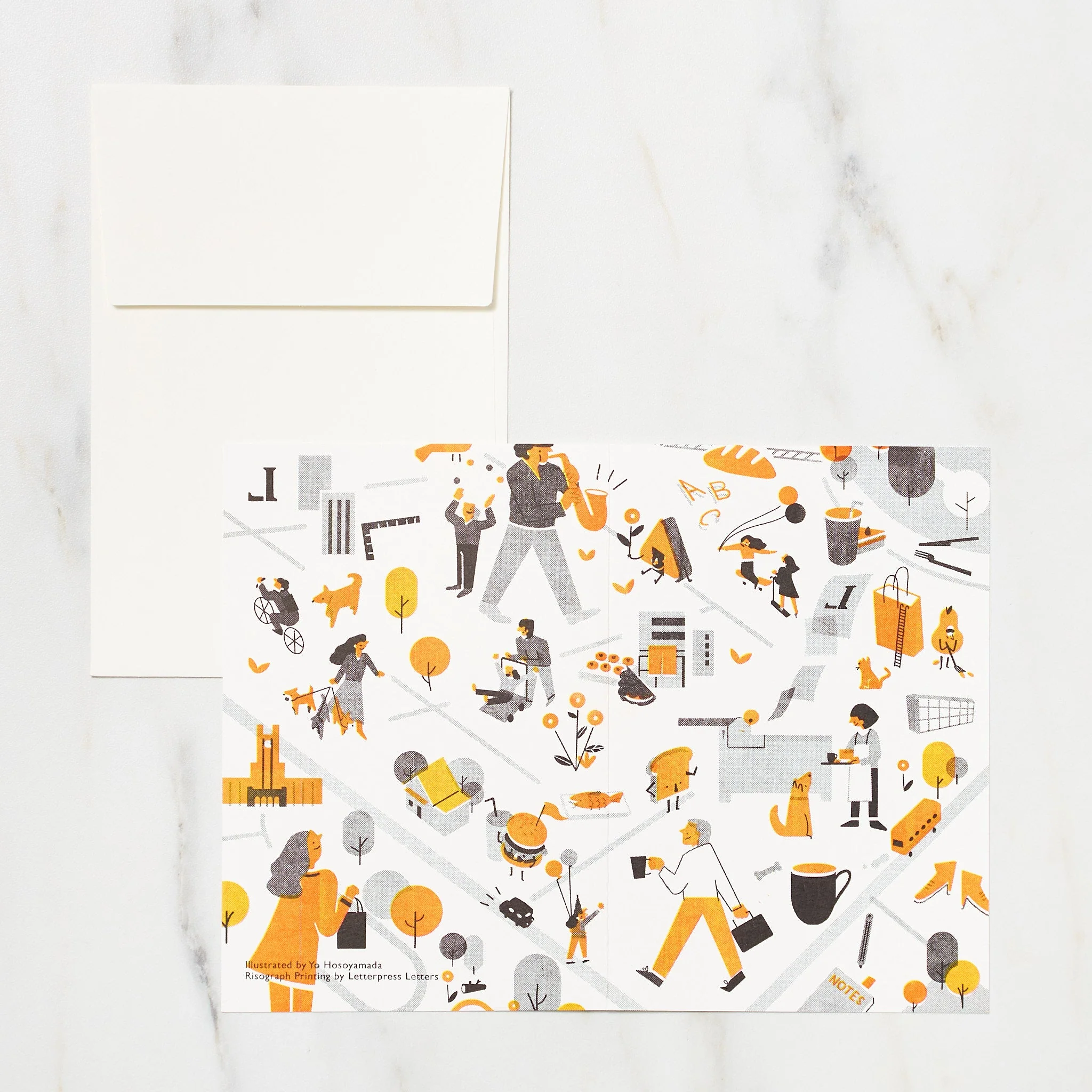 "My Favorite Town" Yo Hosoyamada Risograph Card / Letterpress Letters - Image 2