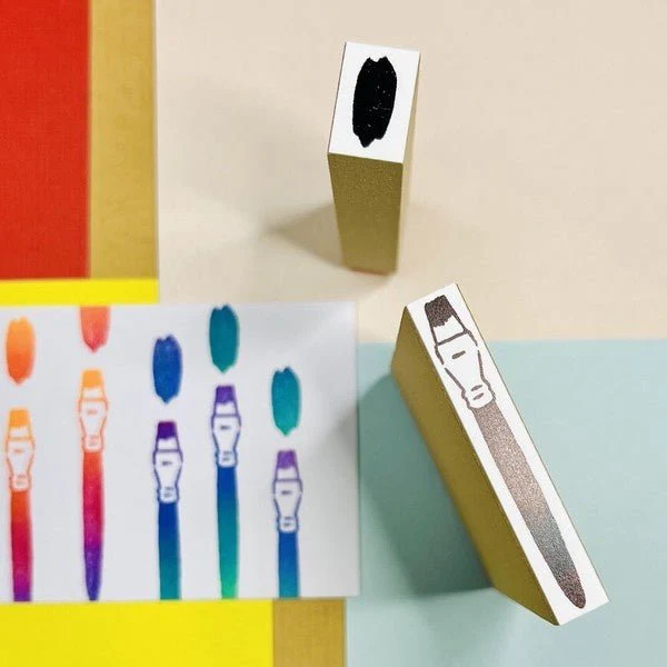 Paintbrush and Paint Tube Wood Stamp Set / Morita Inbou - Image 4