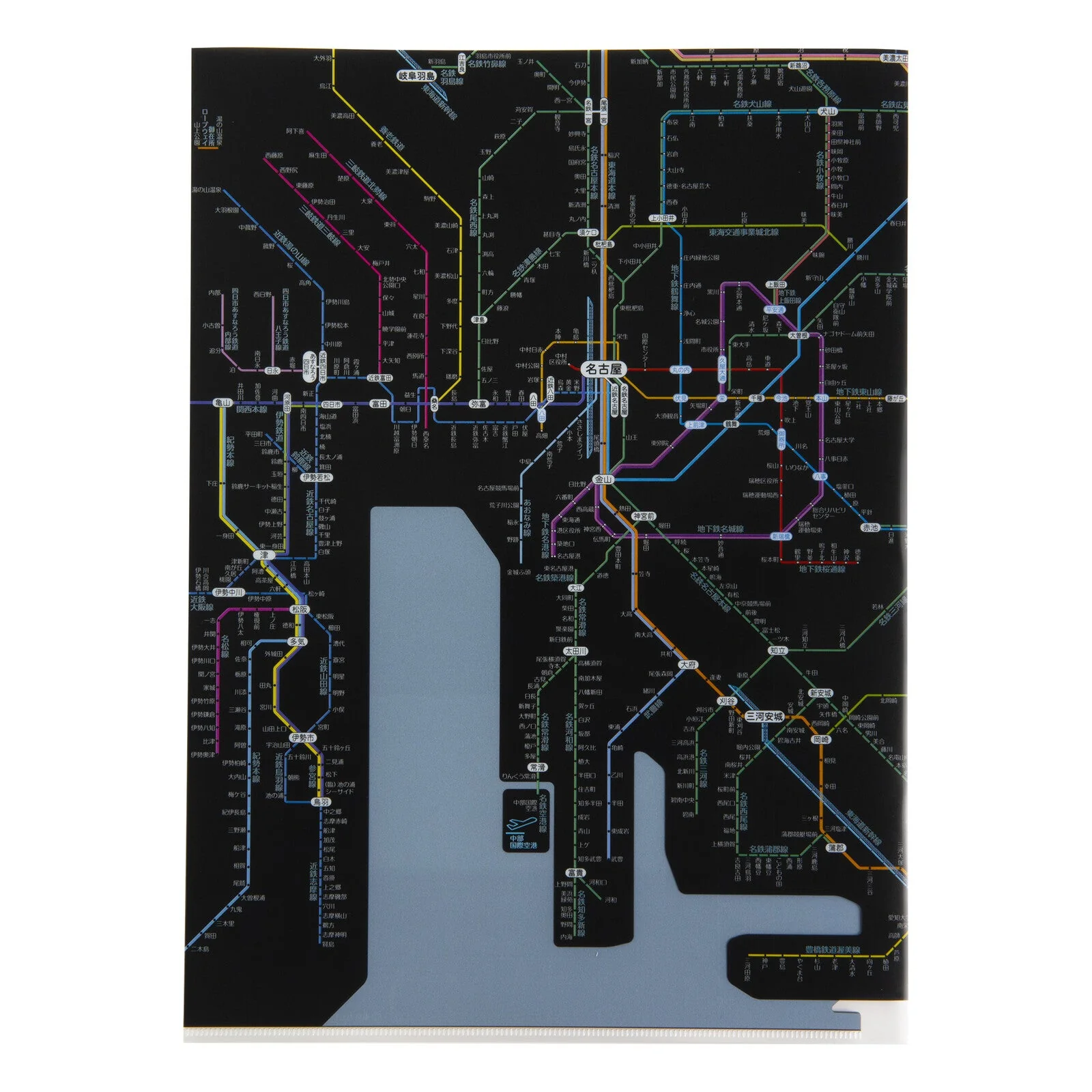 Railway Route Map Clear File Chubu Japanese Black / Tokyo Cartographic