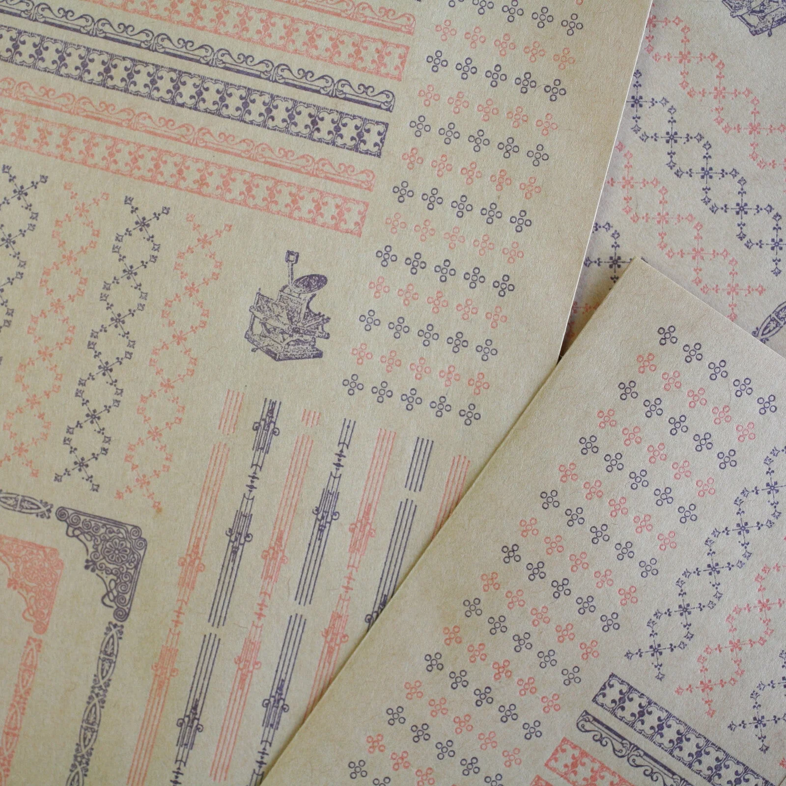 Retro Pattern Series Kraft Paper 3 Pieces / Kohunkan Kappansho - Image 4