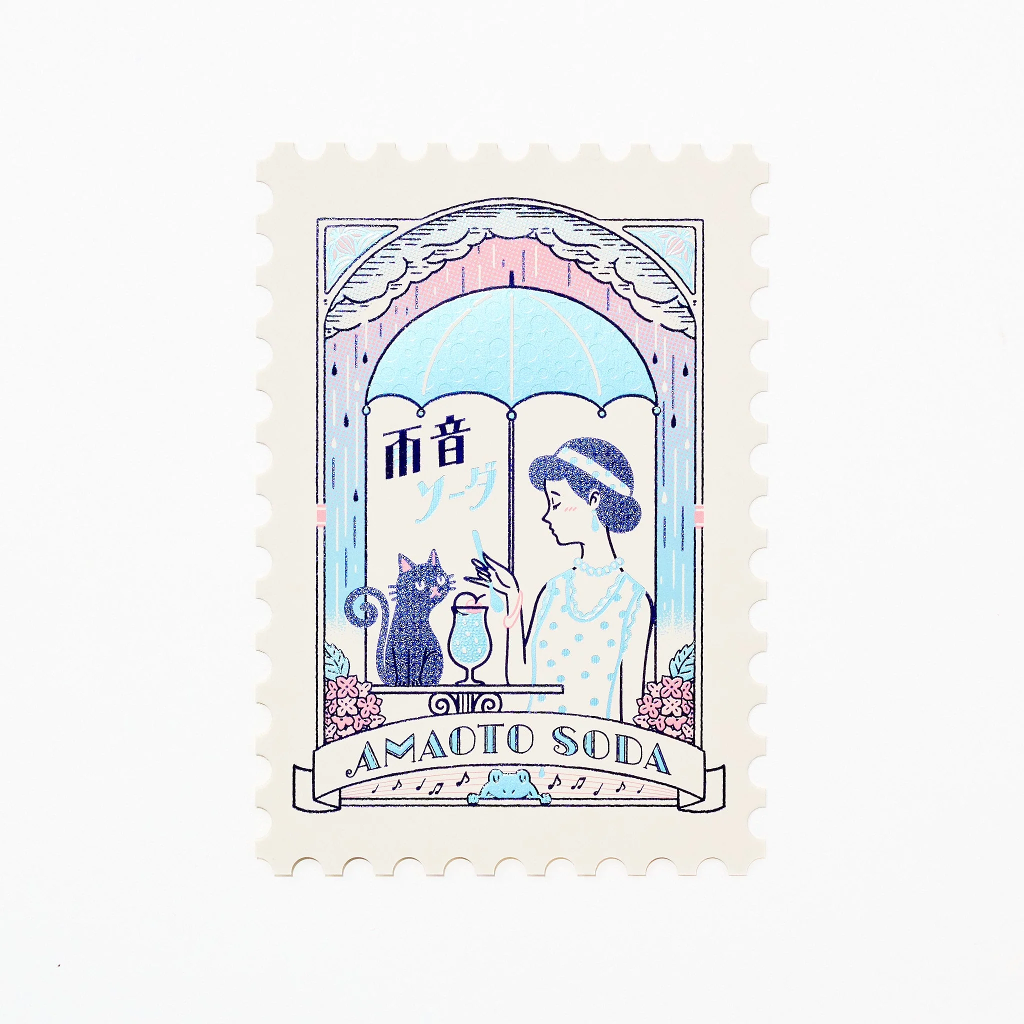 ROKKAKU x ob1toy Foil-Stamped Die-Cut Stamp Shaped Postcard / ROKKAKU - Image 9