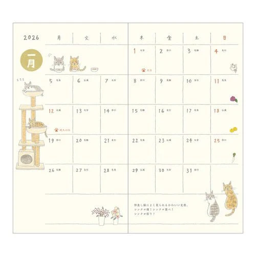 Sayo Koizumi Cat Pocket Diary 2026 / MIDORI - Image 11