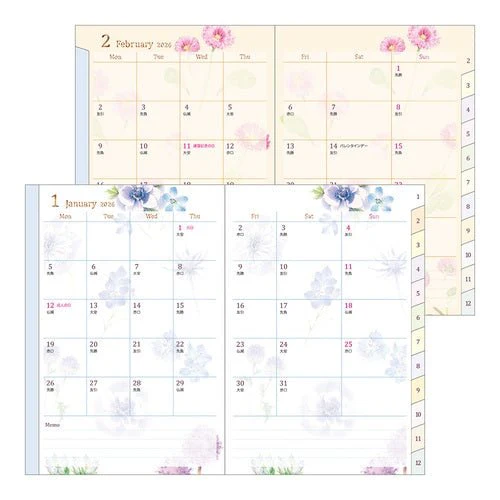 Takiko Kuroiwa Country Time Floral Print Pocket Diary 2026 / MIDORI - Image 25