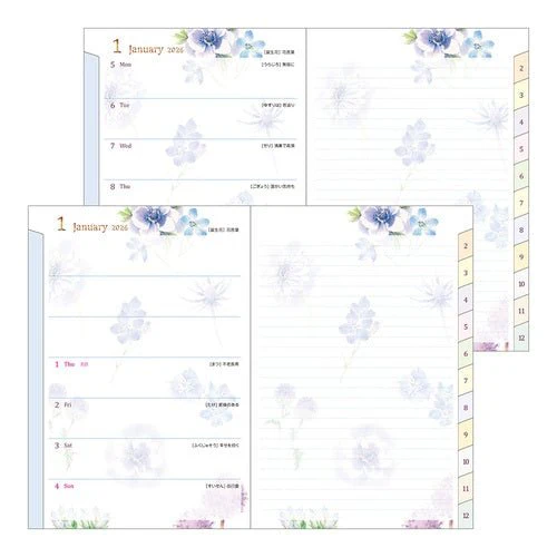 Takiko Kuroiwa Country Time Floral Print Pocket Diary 2026 / MIDORI - Image 26