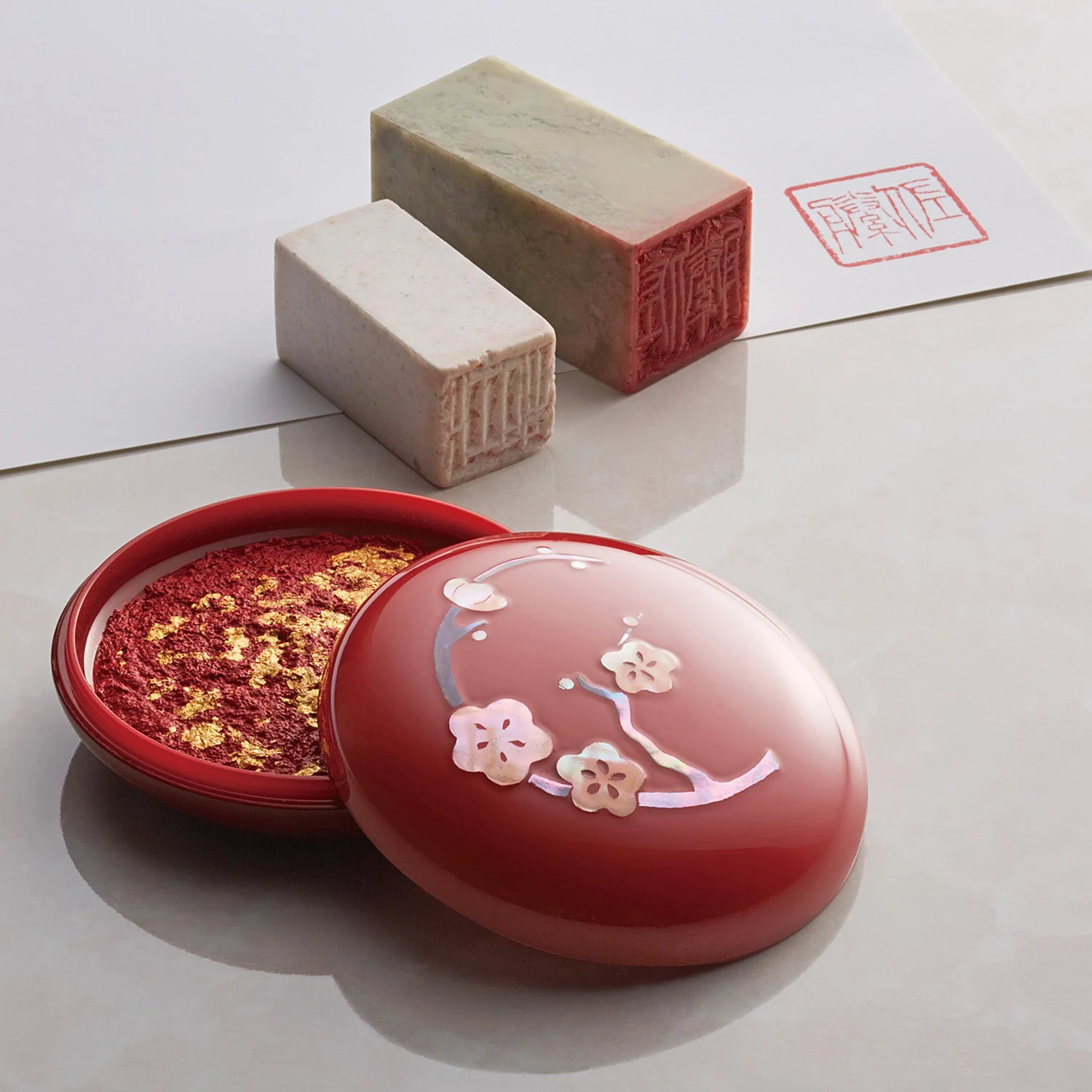Takaoka Lacquerware Raden Finish Shachihoko Emblem Seal Ink Pad / Shachihata - Image 6