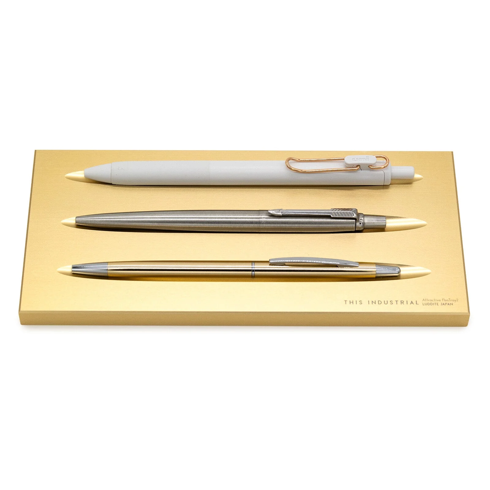 THIS INDUSTRIAL Attractive PenTray2 3-Slot Aluminum Pen Tray / Luddite