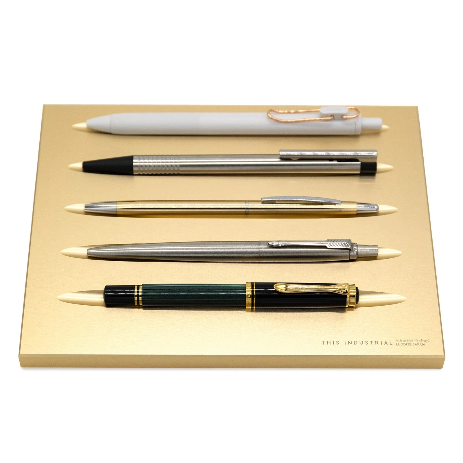 THIS INDUSTRIAL Attractive PenTray2 5-Slot Aluminum Pen Tray / Luddite