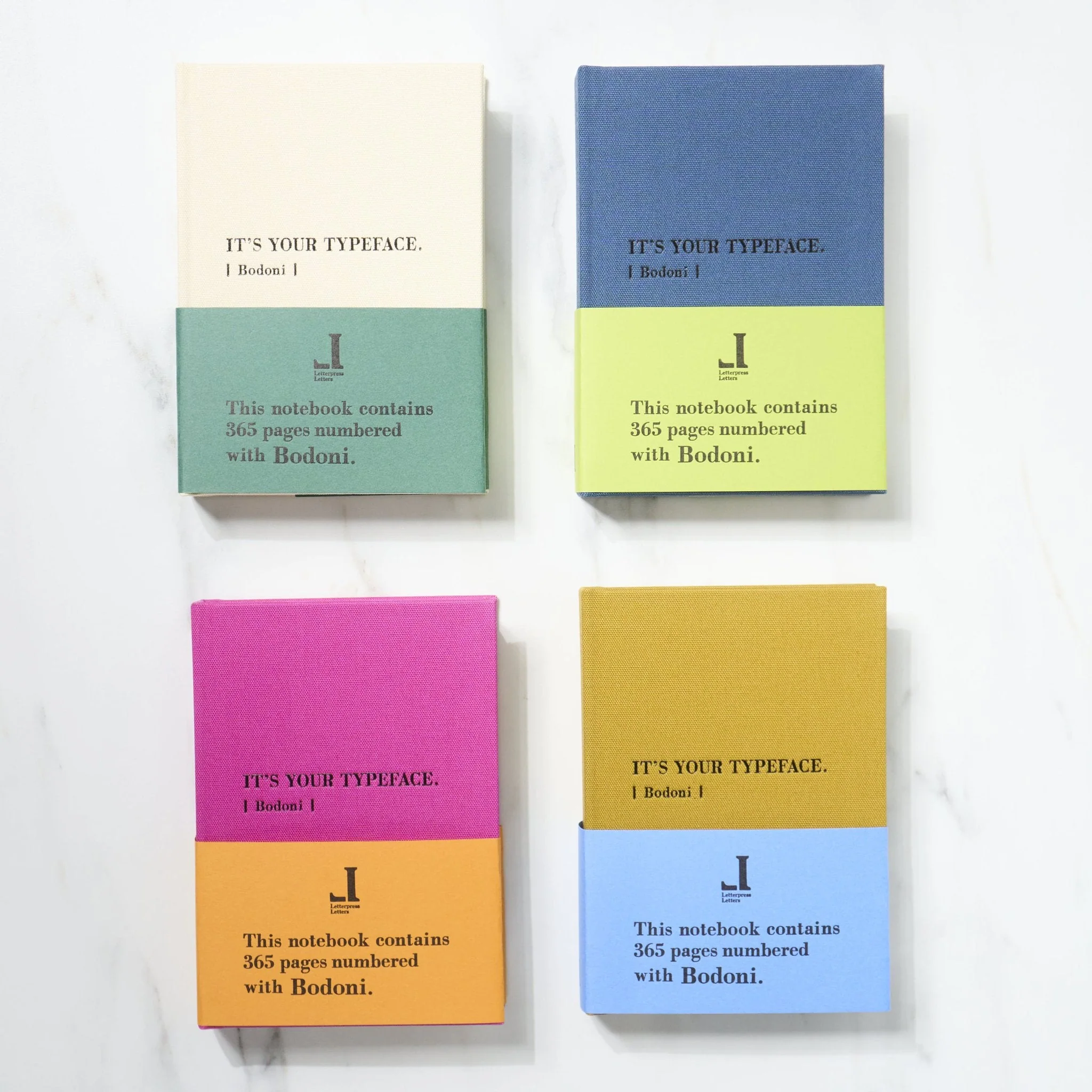 TYPEFACE NOTEBOOK A6 Size 365 Page Notebook - Bodoni / Letterpress Letters - Image 5