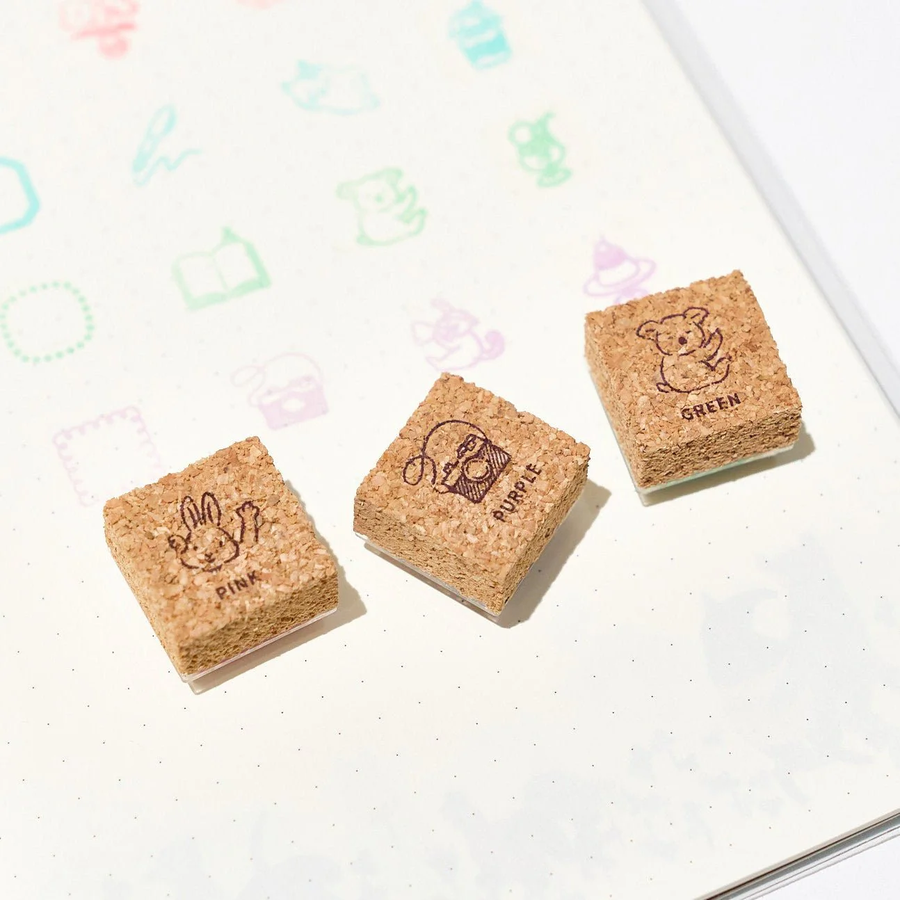 Yuru Log Pre-Inked Cork Stamp / MIDORI - Image 3